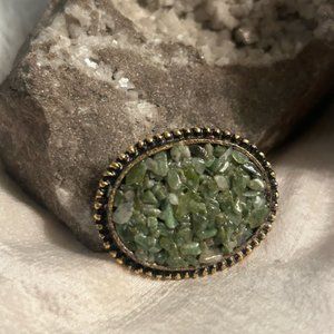 Vintage Brooch with Jade in Gold Tone